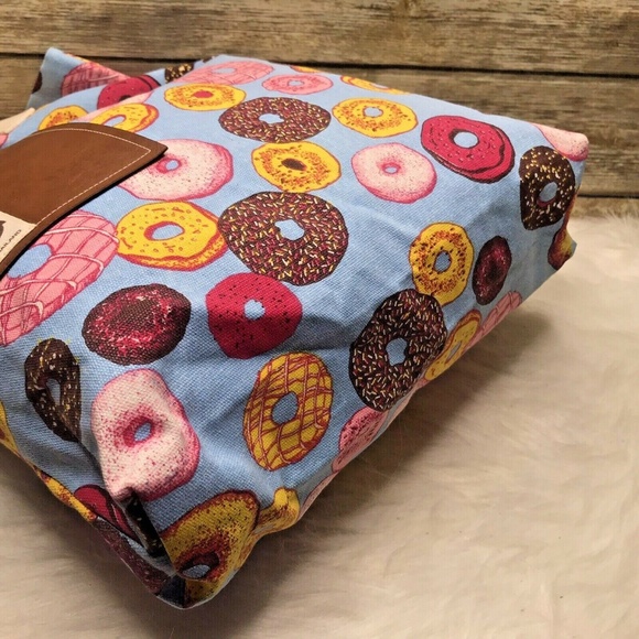 Donut Print Pop Art Canvas Tote Bag - Picture 7 of 11